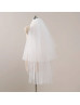 Ivory Pearl Wedding Veil Two Layer Fingertip Veil Raw-edge Bridal Veil